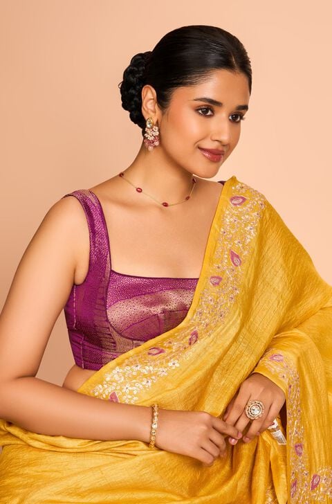 Magenta Sleeveless Silk Blouse – Magenta & Yellow